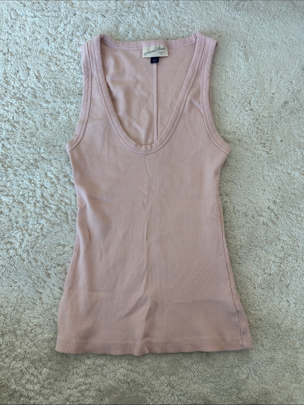 Vintage Havana Pale Pink Ribbed Scoop Tank